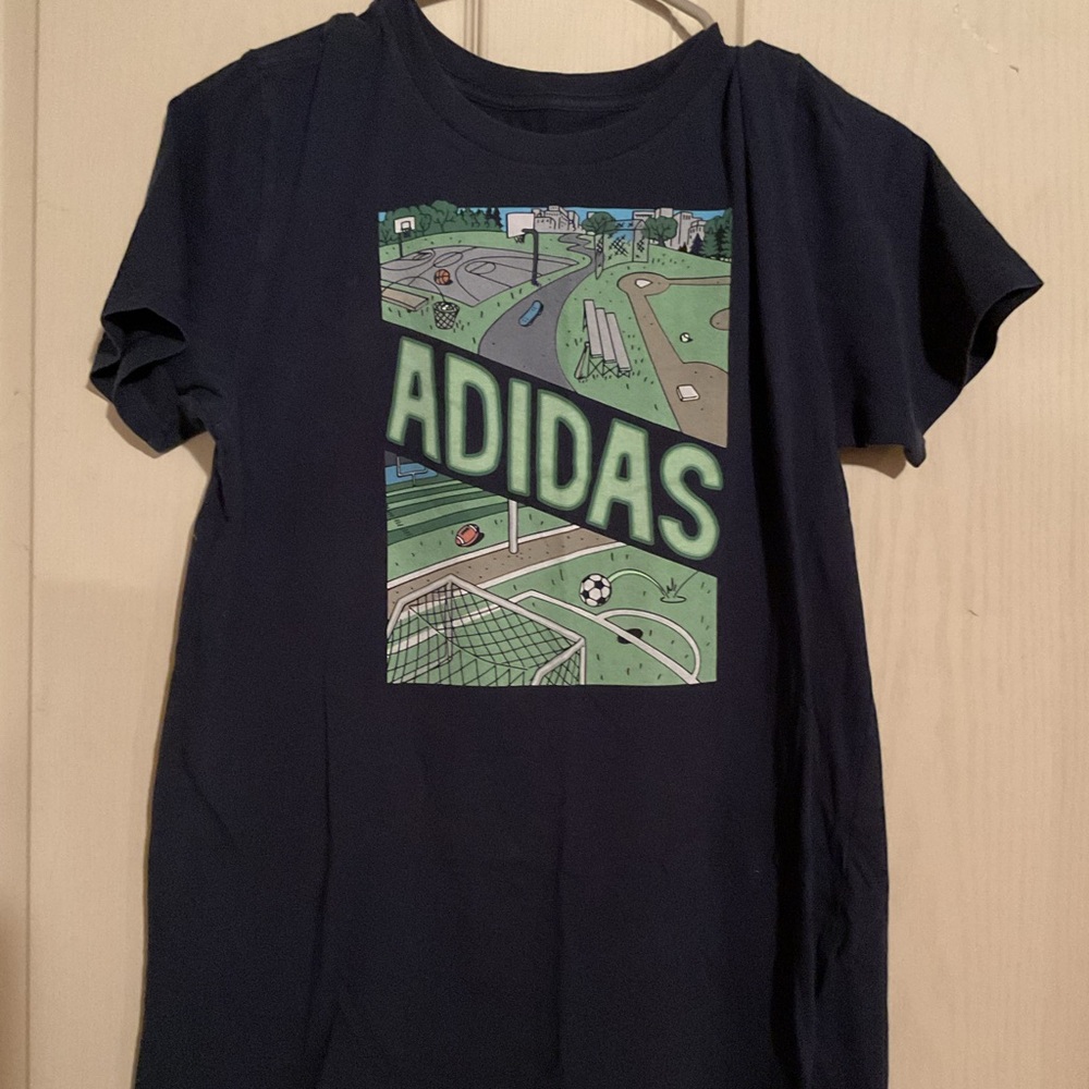 Adidas Kids Dark Blue Sports Graphic Tee